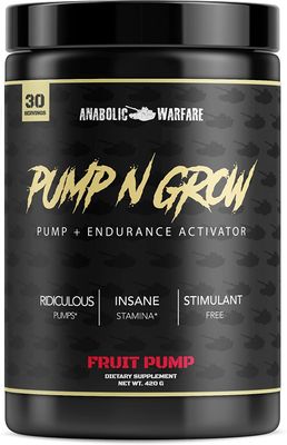 Anabolic Warfare Pump-N-Grow Muscle Pump Supplement Caffeine Free Pre Workout with L-Citrulline, L-Arginine, Beta-Alanine (Fruit Explosion- 30 Servings)