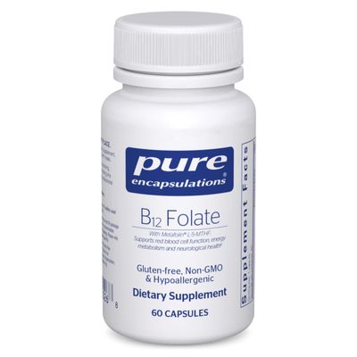 Pure Encapsulations B12 Folate - Energy Supplement to Support Nerves, Energy Metabolism &amp; Cognitive Support* - with Vitamin B Folate as Metafolin - 60 Capsules