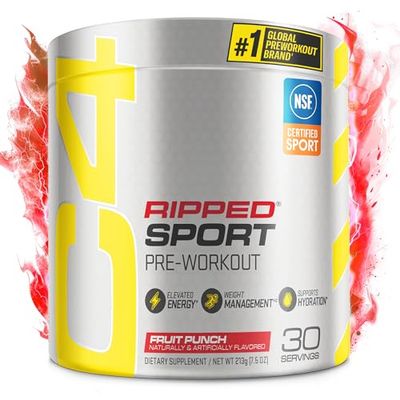 Cellucor C4 Ripped Sport Pre Workout Powder Fruit Punch - NSF Certified for Sport + Sugar Free Preworkout Energy Supplement for Men &amp; Women | 135mg Caffeine | 30 Servings
