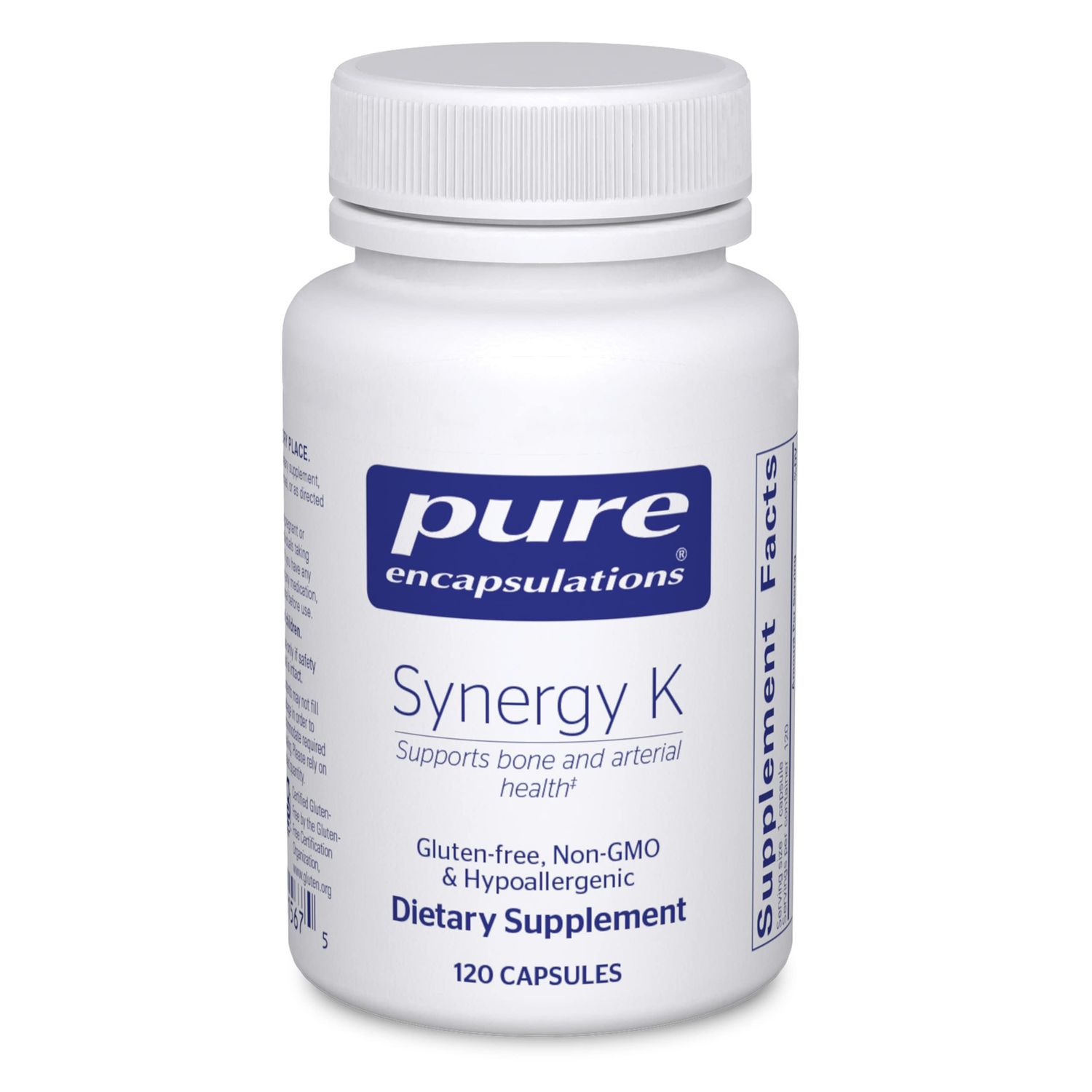 Pure Encapsulations Synergy K - with Vitamin K1, K2 &amp; D3 - Supports Bones, Blood Vessels, Vascular Elasticity &amp; Calcium Utilization* - Includes Cholecalciferol - Gluten Free &amp; Non-GMO - 120 Capsules