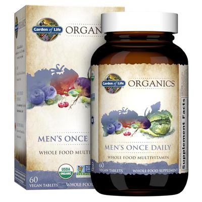 Garden of Life Organics Men&#39;s Once Daily Whole Food Multivitamin - 60 Tablets, Vegan Mens Multi for Health &amp; Well-Being, Organic Mens Vitamins &amp; Minerals, Vitamin C, Zinc
