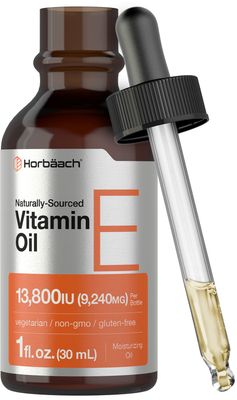 Horbach Vitamin E Oil | 13,800IU | 1oz | Vegetarian, Non-GMO, and Gluten Free Formula | Naturally Sourced Liquid Supplement
