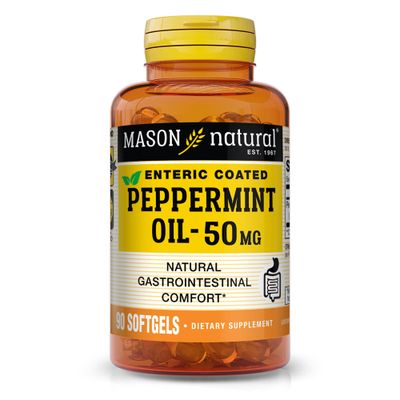 MASON NATURAL Peppermint Oil 50 mg Enteric Coated - Natural Gastrointestinal Comfort, Supports a Healthy Gut, Bowel Soothing Dietary Supplement, 90 Softgels.