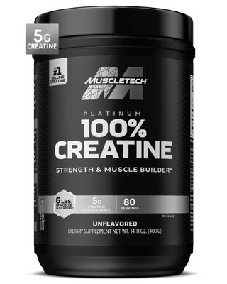 Creatine Monohydrate Powder MuscleTech Platinum Pure Micronized Muscle Recovery + Builder for Men &amp; Women Workout Supplements Unflavored (80 Servings)