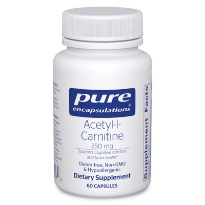 Pure Encapsulations Acetyl-L-Carnitine 250 mg - Memory &amp; Brain Supplement - Brain Support &amp; Focus* - Gluten Free &amp; Non-GMO - 60 Capsules
