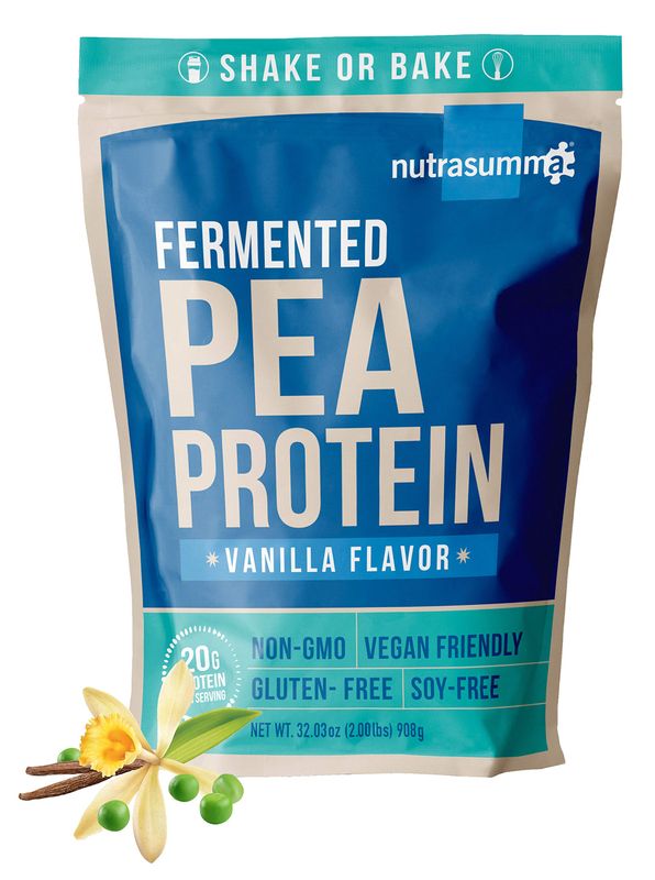 Nutrasumma Pea Protein Powder, Vanilla Vegan Protein Powder, 100% Plant Based Protein Powder, No Artificial Sweeteners, Non-GMO, Gluten Free &amp; Soy Free, 2 LB Protein Powder No Bloating