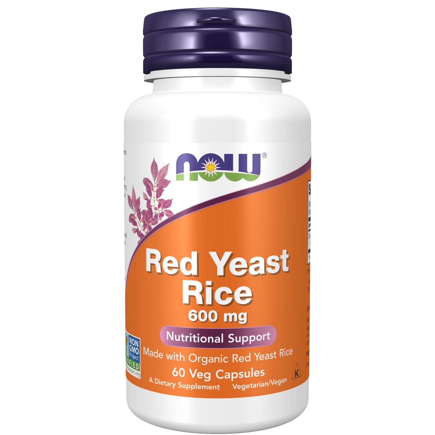 NOW Foods Supplements, Red Yeast Rice 600 mg, Made with Organic Red Yeast Rice, 60 Veg Capsules