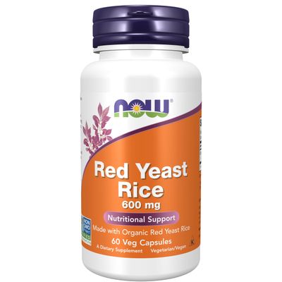 NOW Foods Supplements, Red Yeast Rice 600 mg, Made with Organic Red Yeast Rice, 60 Veg Capsules
