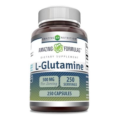 Amazing Formulas L-Glutamine 500 mg Capsules | Amino Acid Supplement | Non-GMO | Gluten Free | Made in USA (1 Pack, 250)