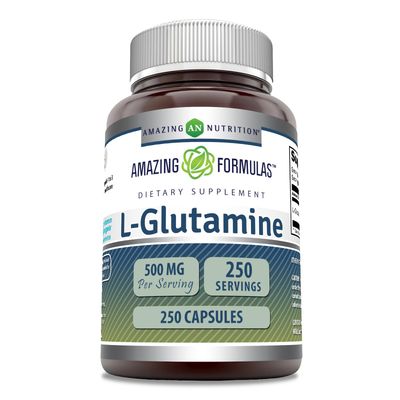 Amazing Formulas L-Glutamine 500 mg Capsules | Amino Acid Supplement | Non-GMO | Gluten Free | Made in USA (1 Pack, 250)