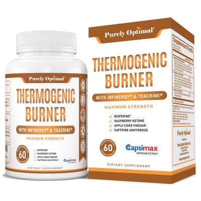 Purely Optimal Thermogenic Fat Burner for Women - Advanced Metabolism Support &amp; Energy Booster - Natural Ingredients, Vegan-Friendly, Non-GMO - 60 Capsules