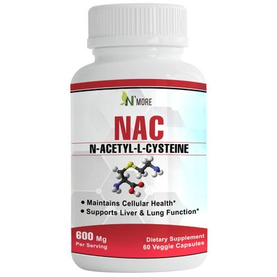 N'More N-Acetyl-Cysteine (NAC) 600 Mg 60 Veggie Capsules Non-GMO, Gluten Free