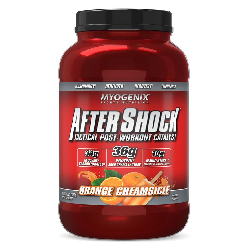 Myogenix Aftershock Post Workout, Muscle Growth Whey Protein Powder | Anabolic Whey Protein and Mass Building Carbohydrates | Amino Stack Creatine and Glutamine Plus BCAAs | Orange Creamsicle 3 LBS
