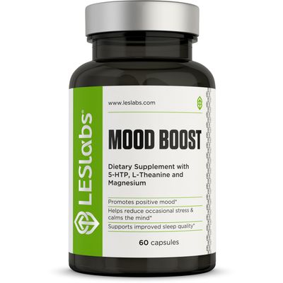 LES Labs Mood Boost - Stress Relief, Mood Support, Deep Relaxation &amp; Better Sleep - 5-HTP, Ashwagandha, Rhodiola Rosea, Magnesium, L-Theanine &amp; GABA - Non-GMO Supplement - 60 Capsules