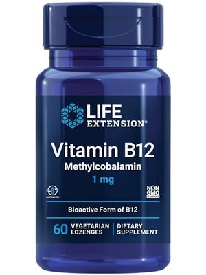 Life Extension Vitamin B12 Methylcobalamin, Nerve Health Supplement, Cognitive Support, Energy Vitamin, methylcobalamin B12, 1 mg, Quick-Dissolving, Vegetarian, 60 lozenges