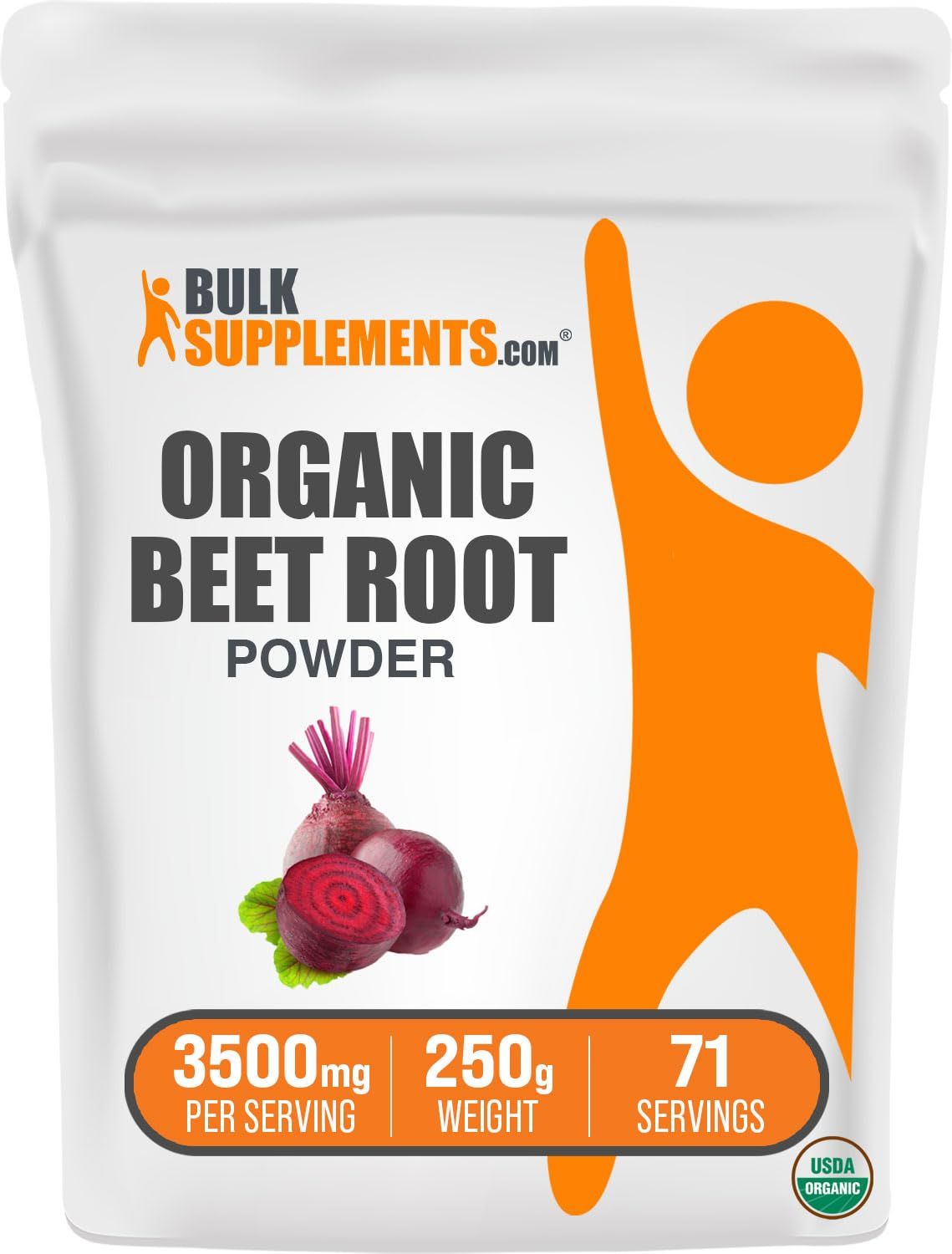 BulkSupplements.com Organic Beet Root Powder - Beet Powder Organic, Beetroot Supplement - Superfood Supplement, Vegan &amp; Gluten Free - 3500mg per Serving, 250g (8.8 oz) (Pack of 1)