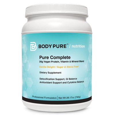 Pure Complete - Vegan Protein Powder with Vitamins and Minerals. Sugar Free, Gluten Free, Detox Protein Shake with Anti Aging Ingredients. Professional Formula Now Available to General Public.