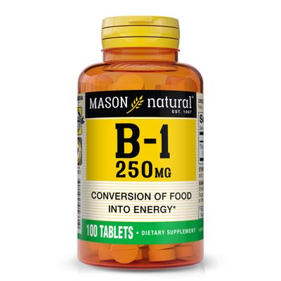 MASON NATURAL Vitamin B-1 Thiamine 250 mg, 100 Day Supply Dietary Supplement, Easy-to-Swallow Tablets, Support Energy Production &amp; Healthy Metabolism