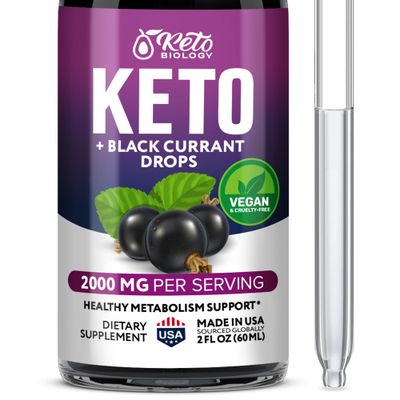 Black Currant Seed Oil Extract + Keto Drops 2000 mcg - Made in USA - Natural Keto Liquid Keto Supplement - Advanced Ketones Supplement Keto Food - 2 fl oz