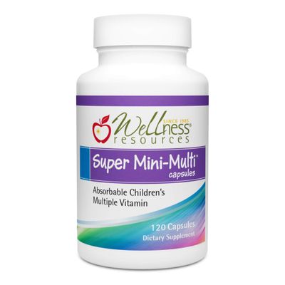 Wellness Resources Super Mini-Multi - Children&#39;s Multivitamin Swallowable Capsules with Methyl Folate, Methyl B12 and Coenzyme B Vitamins for Growth, Focus, Brain Health (120 Capsules)
