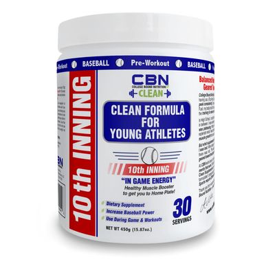 College Bound Nutrition Youth Baseball &amp; Softball in-Game Energy 10th Inning | Vitamins, Electrolytes, Amino Acids for Explosiveness, Stim-Free (30 Servings)