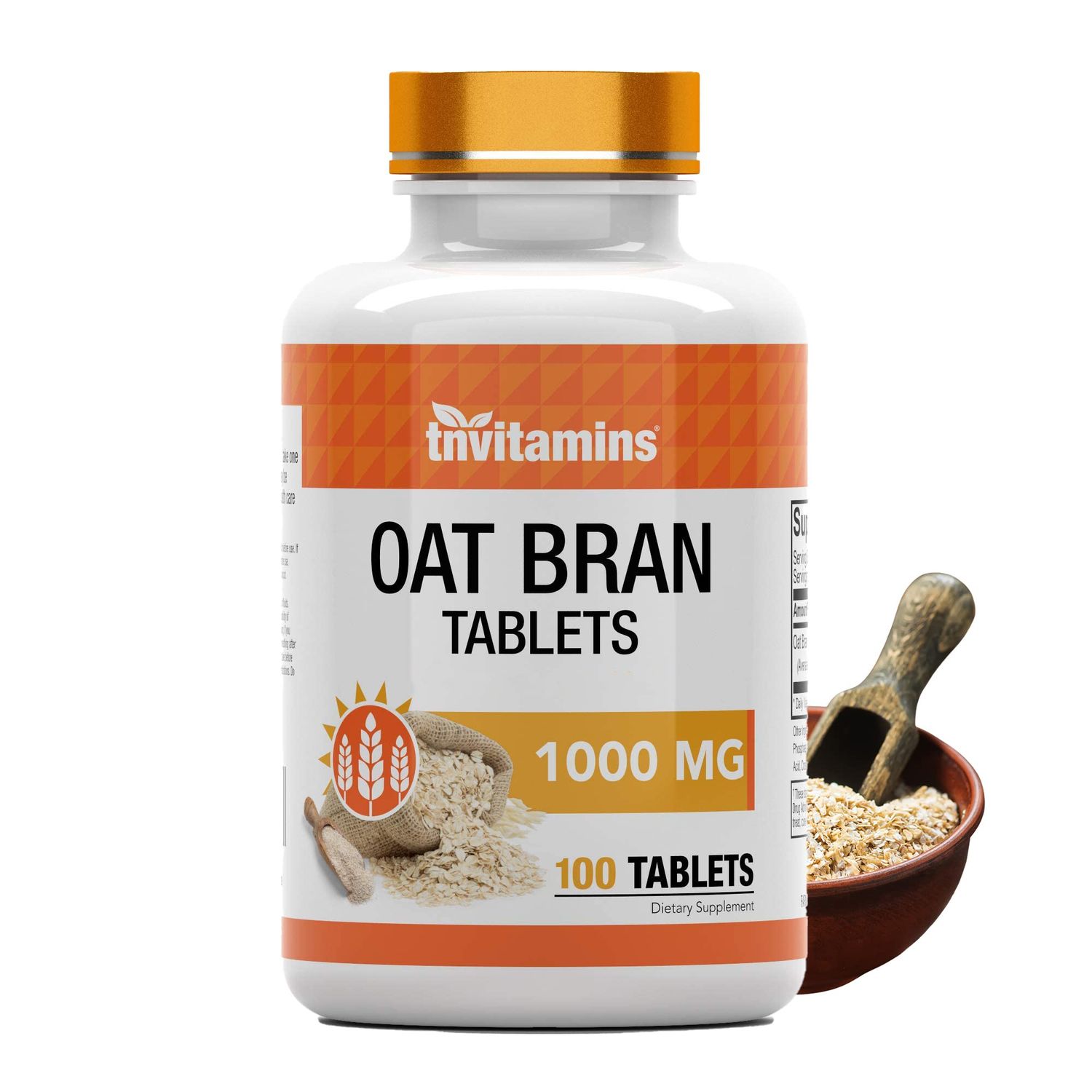 tnvitamins Oat Bran Tablets | 100 Tablets x 1,000 MG per Tablet | Oat Fiber Tablets | Soluble &amp; Dietary Fiber Supplement | Supports Digestive Health * | High Potency Formula