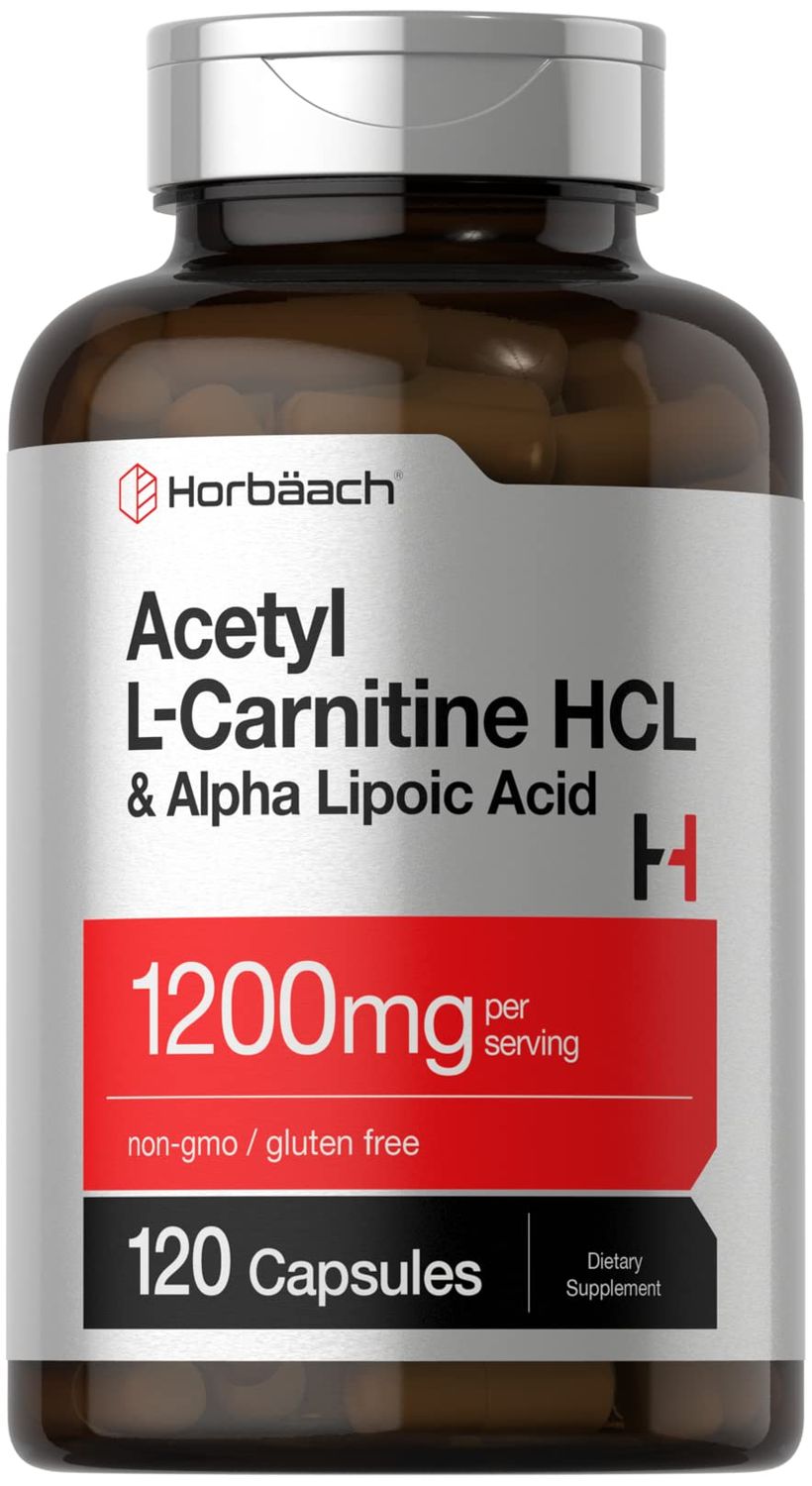 Horbach Acetyl L Carnitine HCL &amp; Alpha Lipoic Acid 1200mg | 120 Capsules | ALC ALA Complex | Non-GMO &amp; Gluten Free Supplement