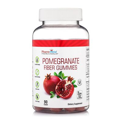 Pharmvista Pomegranate Fiber Gummies 100mg - Gluten Free, Vegan Pomegranate Supplement, Rich in Dietary Fiber - 90 Gummies