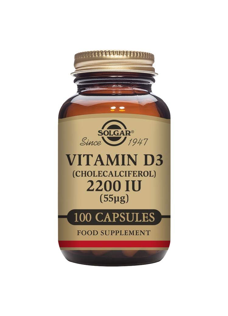 Solgar Vitamin D3 (Cholecalciferol) 55 mcg (2200 IU), 100 Vegetable Capsules - Helps Maintain Healthy Bones &amp; Teeth - Immune System Support - Non-GMO, Gluten Free, Dairy Free, Kosher - 100 Servings