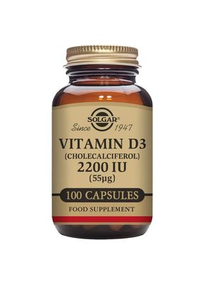 Solgar Vitamin D3 (Cholecalciferol) 55 mcg (2200 IU), 100 Vegetable Capsules - Helps Maintain Healthy Bones &amp; Teeth - Immune System Support - Non-GMO, Gluten Free, Dairy Free, Kosher - 100 Servings