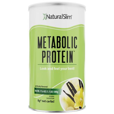 NaturalSlim Metabolic Whey Protein Powder Vanilla - Low Carb, Meal Replacement Shake w/Vitamins, Minerals &amp; Amino Acid L-Glutamine | Great Taste and Very Filling Protein Shake, 10 Servings, 17.6oz