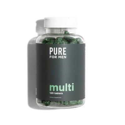 Pure for Men Multivitamin Supplement | Energy, Mood Support, Strong Bones, Antioxidants, Minerals | Vitamins A, B, C, D, Magnesium, Calcium | 42 Fruit &amp; Vegetable Proprietary Blend | 120 Vegan Tablets