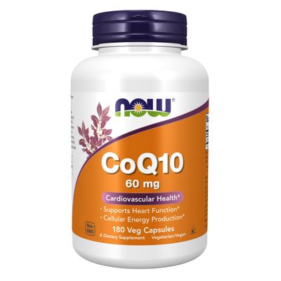 NOW Foods Supplements, CoQ10 60 mg, Pharmaceutical Grade, All-Trans Form of CoQ10 Produced by Fermentation, 180 Veg Capsules