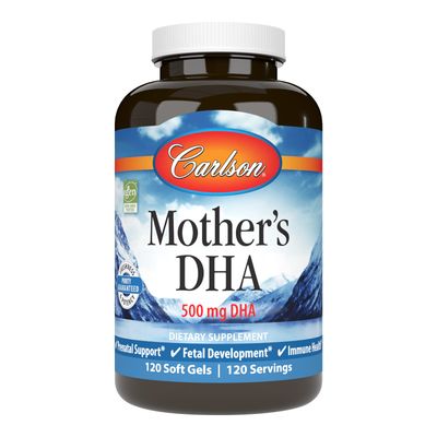 Carlson - Mother&#39;s DHA, 500 mg DHA, Prenatal Support, Fetal Development &amp; Immune Health, 120 Softgels