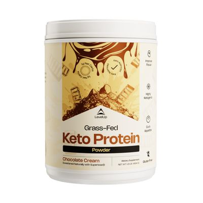 LevelUp - Grass-fed Collagen Protein Powder, C8 MCT Oil, Whey Protein Isolate, Irish Butter, Ketogenic Protein Shake Supplement (Chocolate Cream)