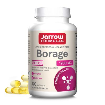 Jarrow Formulas Borage 1200 mg - 120 Softgels - Source of GLA - Borage Oil Supplement - For Skin Health &amp; Immune System Support, Mild PMS Discomfort Support - Up to 120 Servings