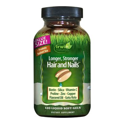 Irwin Naturals Longer, Stronger Hair and Nails - Promotes Vibrant Shine Texture &amp; Strength - 120 Liquid Softgels