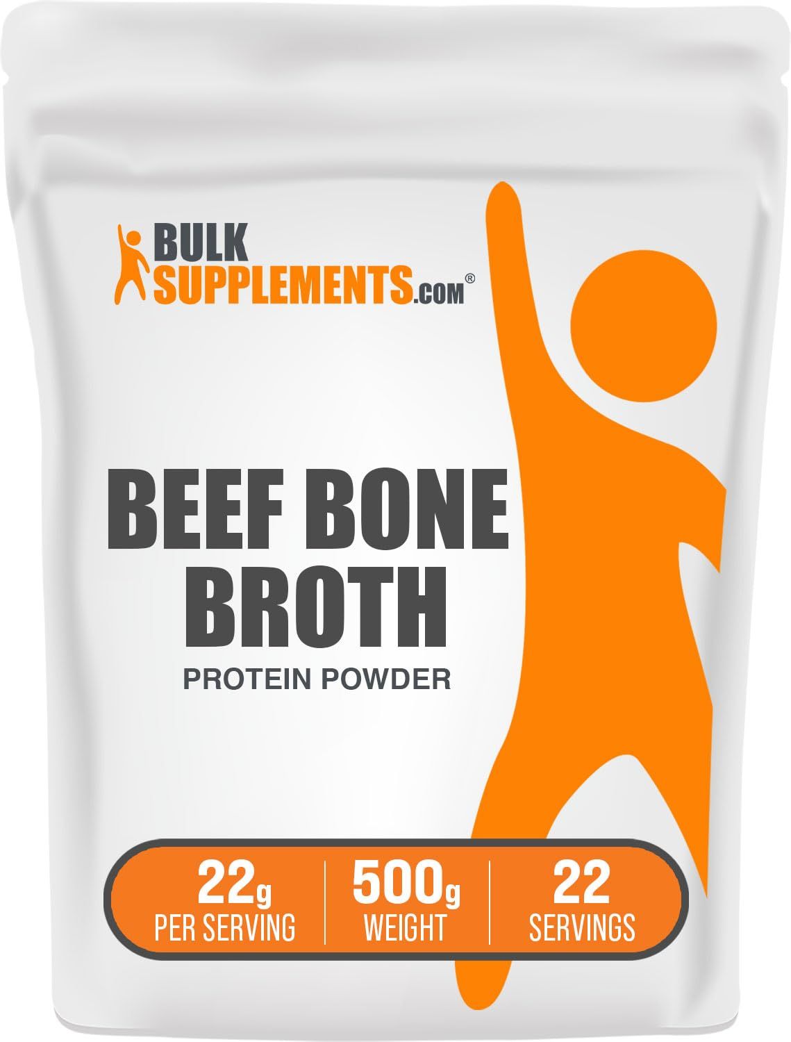 BulkSupplements.com Beef Bone Broth Protein Powder - Bovine Bone Broth Protein, Lactose Free Protein Powder - Dairy Free &amp; Gluten Free, 22g per Serving, 500g (1.1 lbs) (Pack of 1)