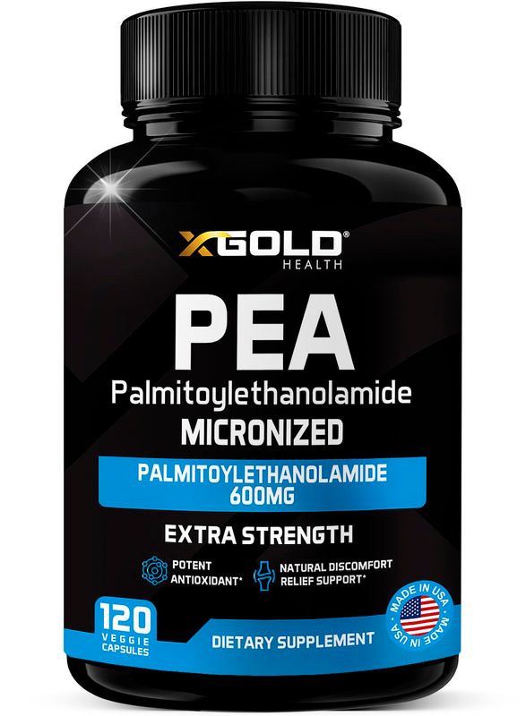 Palmitoylethanolamide Pea Supplement 600 mg | Micronized Pea 99% Highly Purified and Bioavailable | Made in USA | Supplement for Men and Women - 120 Capsules