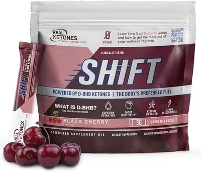 Real Ketones BHB Exogenous Ketones Drink Mix Packets Keto Electrolytes Powder Packets No Sugar with 4 Main Fasting Electrolytes Plus Hydrating Patented Keto BHB - 30 Count Black Cherry