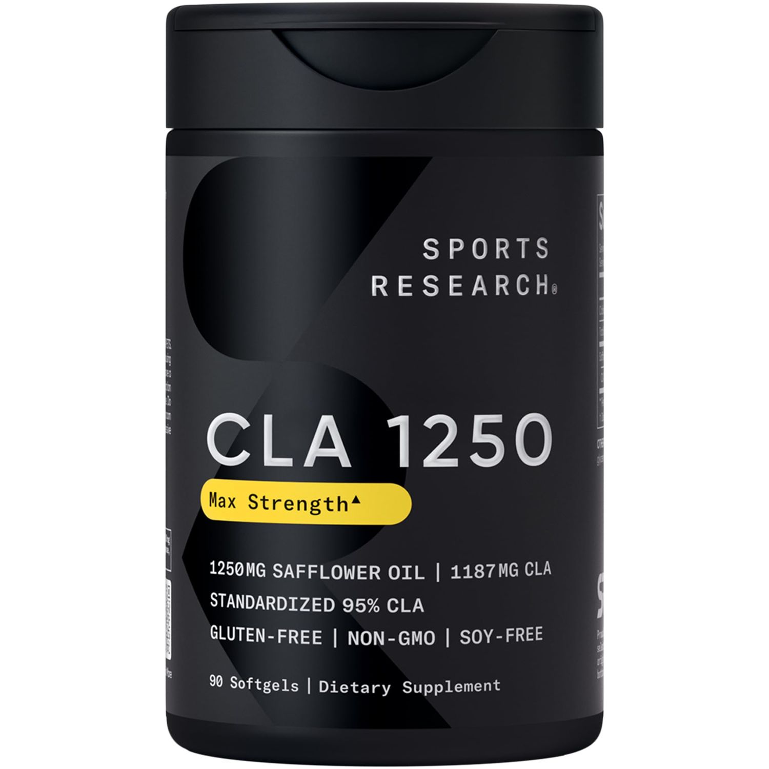 Sports Research CLA - 1250mg with Active Conjugated Linoleic Acid for Men and Women | Non-GMO, Soy &amp; Gluten Free - 95% (90 Softgels)