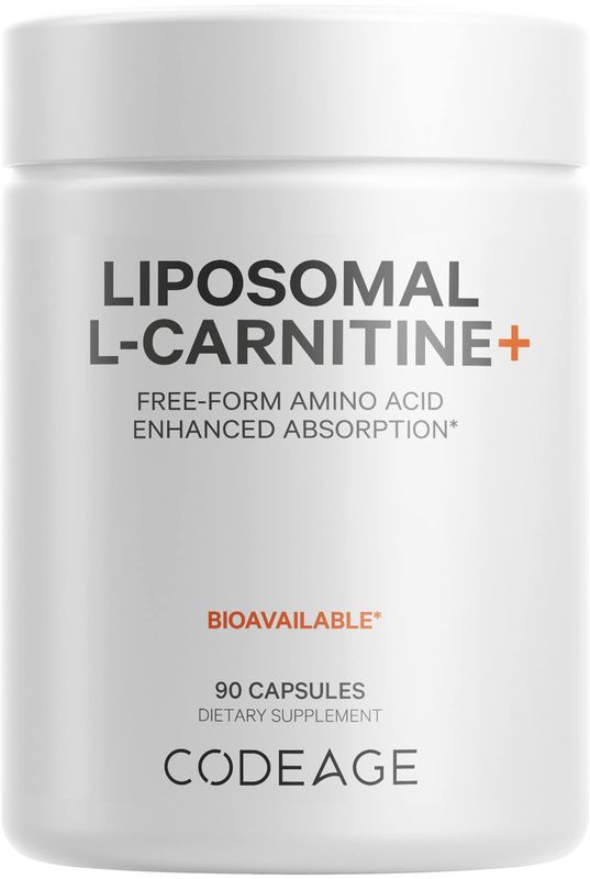 Codeage Liposomal L-Carnitine+ Supplement - 500 mg L-Carnitine L-Tartrate per Serving - Free-Form Amino Acid - Carnitine - Liposomal Delivery - Vegan, Non-GMO, Gluten-Free - 90 Capsules