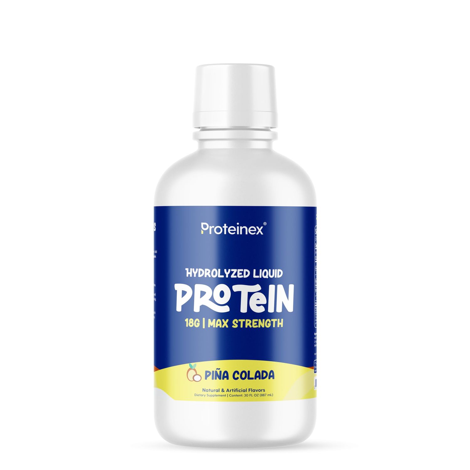 Proteinex Medical Grade Liquid Hydrolyzed Protein Max Strength - Supports Wound Healing and Doctor Recommended- No Carbs, Zero Sugars &amp; Ready to Drink Liquid Protein (Natural Pina Colada, 30 Fl Oz)