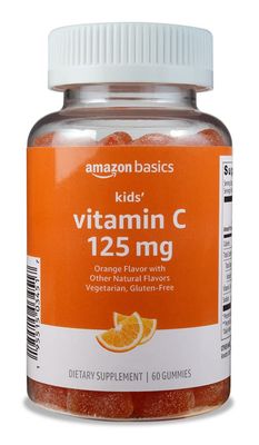 Amazon Basics Kids&#39; Vitamin C 125mg Gummies, Orange, 60 Count, Immune Health, 2 Month Supply (Previously Solimo)