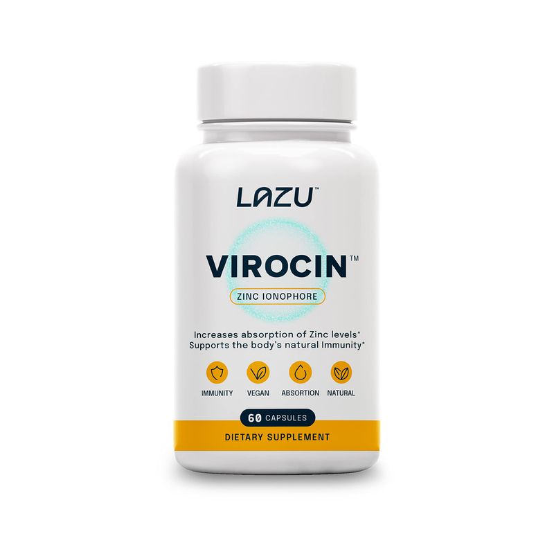Lazu Virocin - Zinc Supplement - Zinc Ionophore | Zinc, Vitamin C, Vitamin D3 | Enhanced Immune Support and Rapid Absorption | 60 Capsules