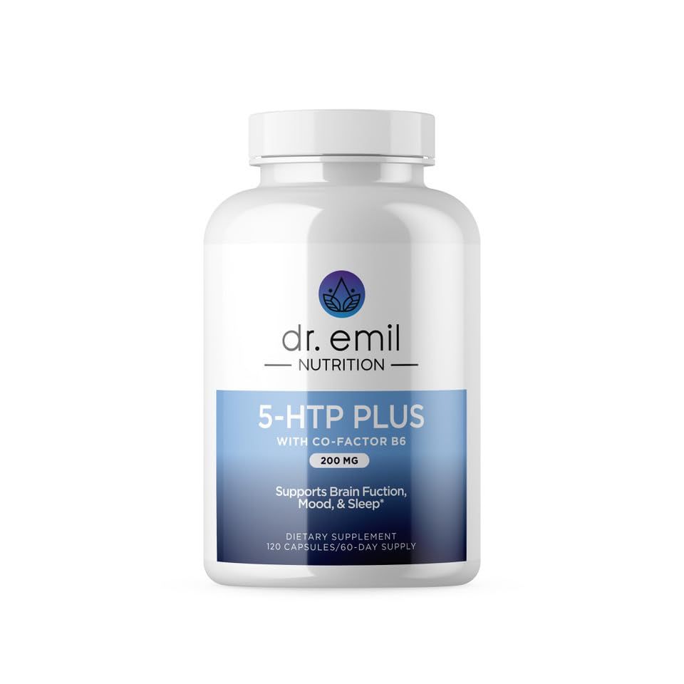 DR. EMIL NUTRITION 200 MG 5-HTP Plus with SAM-e for Mood, Stress, and Sleep - 5HTP Supplement with Vitamin B6-120 Vegan Capsules, 60 Servings