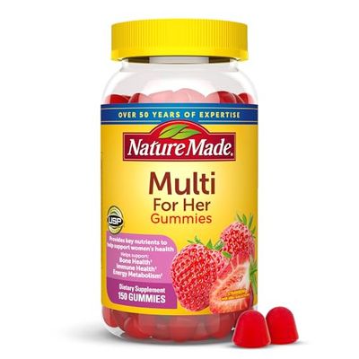 Nature Made Multivitamin For Her, Womens Multivitamin for Daily Nutritional Support, Multivitamin for Women, 150 Gummies, 75 Day Supply