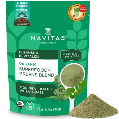 Navitas Organics Superfood+ Greens Blend for Detox Support (Moringa + Kale + Wheatgrass), 6.3oz Bag, 30 Servings - Organic, Non-GMO, Vegan, Gluten-Free, Keto &amp; Paleo.