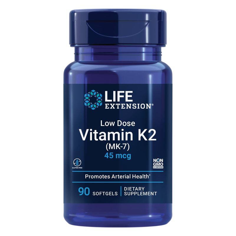 Life Extension Low Dose Vitamin K2 - Supports Arterial Health - Non-GMO, Gluten-Free - 90 Softgels