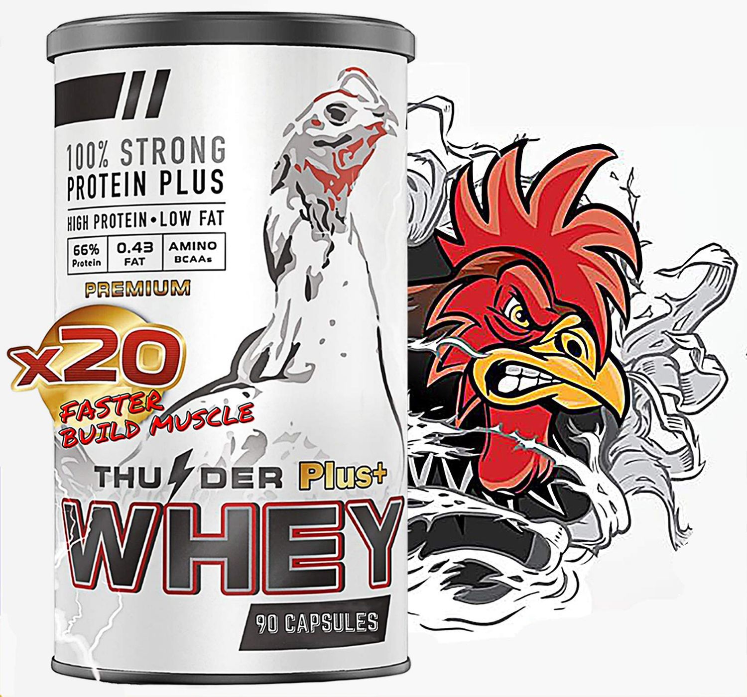 Rooster Booster Faster X3 New Formula 90 Capsules Whey Protein Vitamins HEALTH SUPPLEMENT CAPSULES Mixed Nourishing Fighting Chicken for Big Muscle &amp; Mass Gain, Breeding, Healthy, Strong, Hen Feed